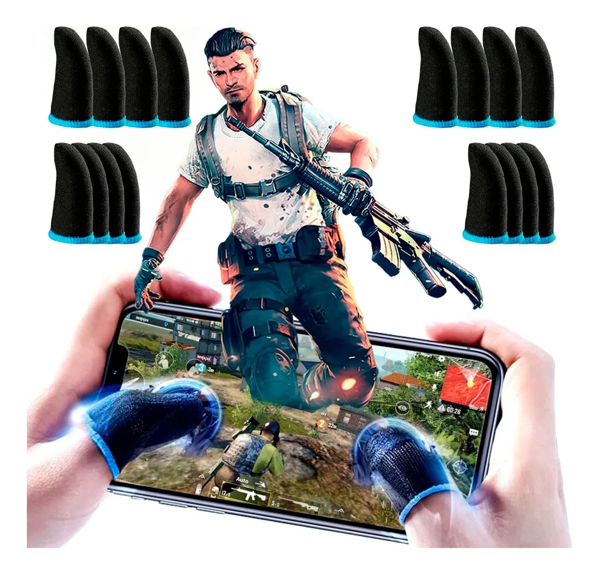 16x Luvinha Luva Dedo Gamer Jogar Competitivo Profissional