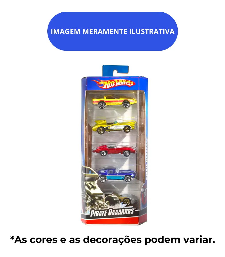Hot Wheels Cartela De Carrinhos Com 5 Mattel - O Kit Cor Multicolor